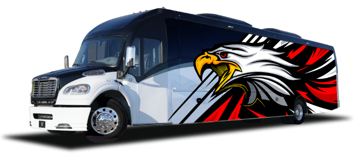Custom graphics and vinyl wraps for coach buses