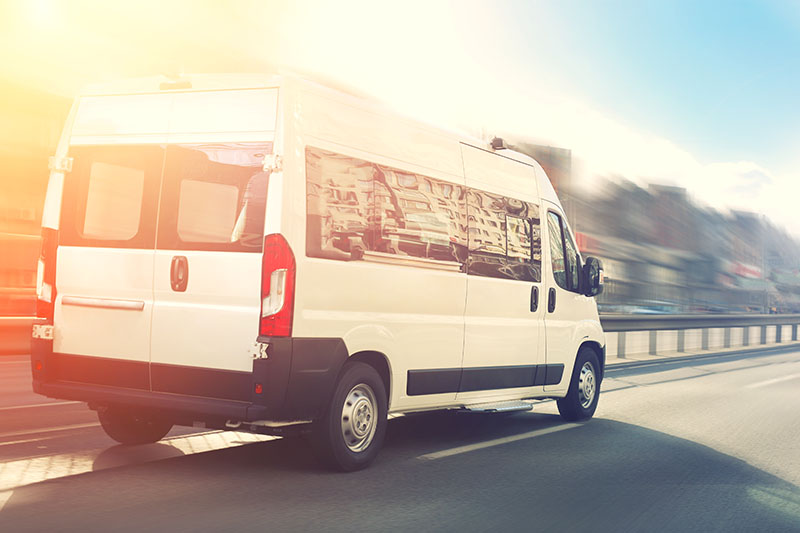 A short white bus