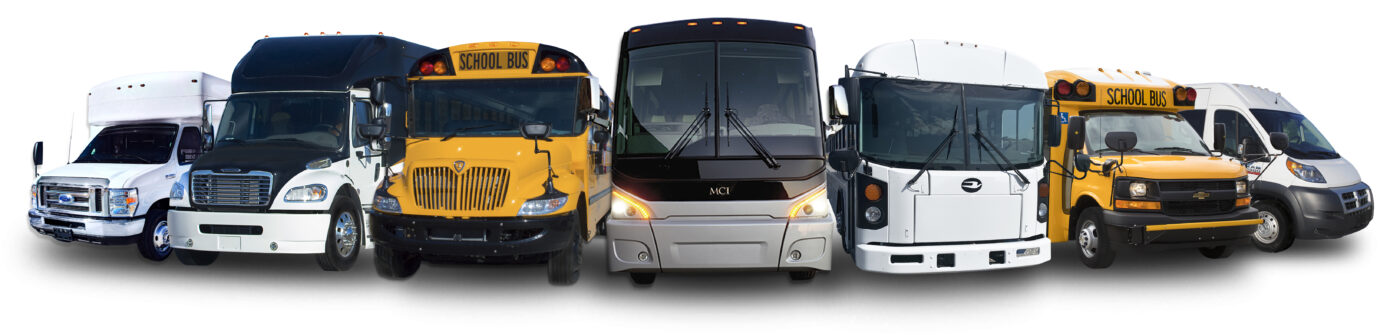 Line up of all buses for sale in North Carolina