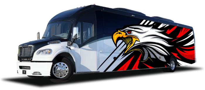 Custom graphics and vinyl wraps for coach buses